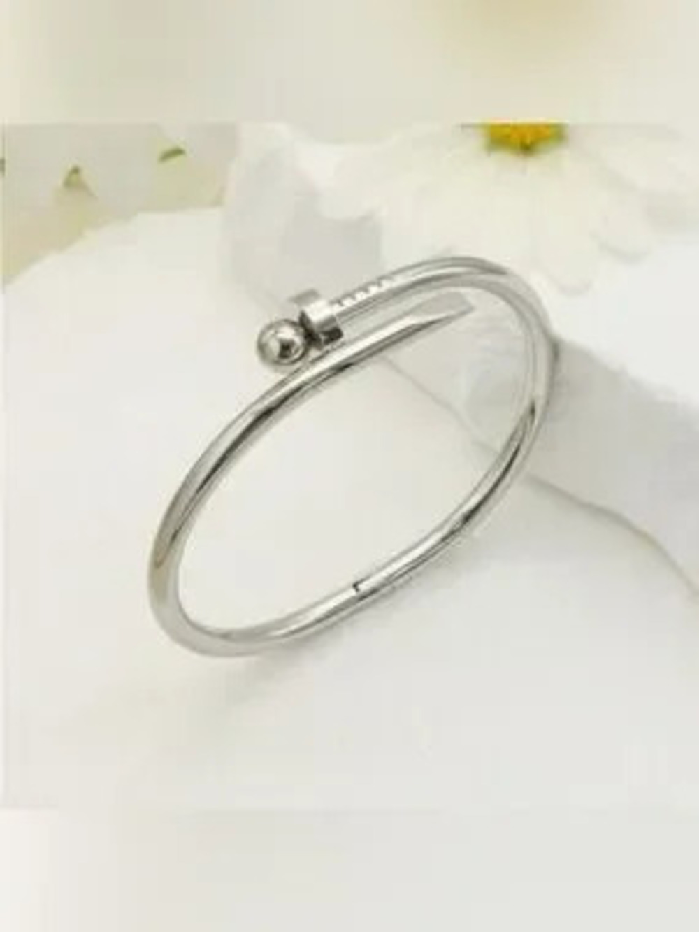 Silver Plated Stainless Steel Nail Bracelet